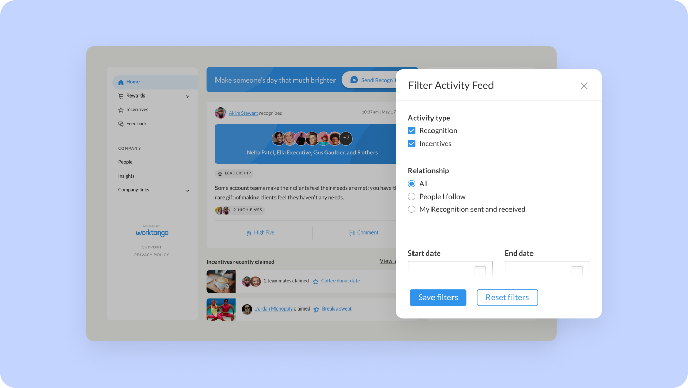 Screenshot of the updates to the Activity Feed Filters. Screenshot of the updates to the Activity Feed Filters.